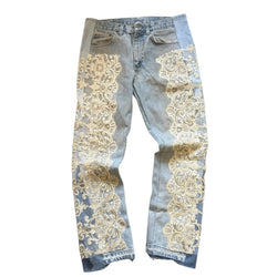 Light Blue Laced Embroidery Denim