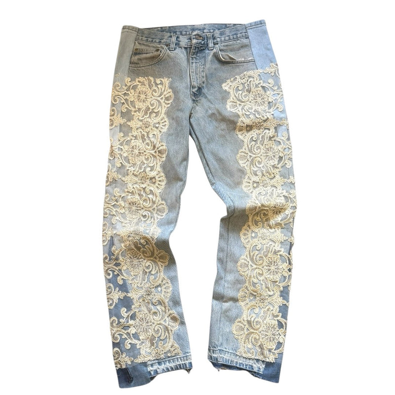 Light Blue Laced Embroidery Denim