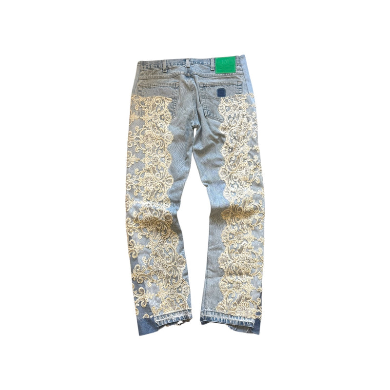 Light Blue Laced Embroidery Denim